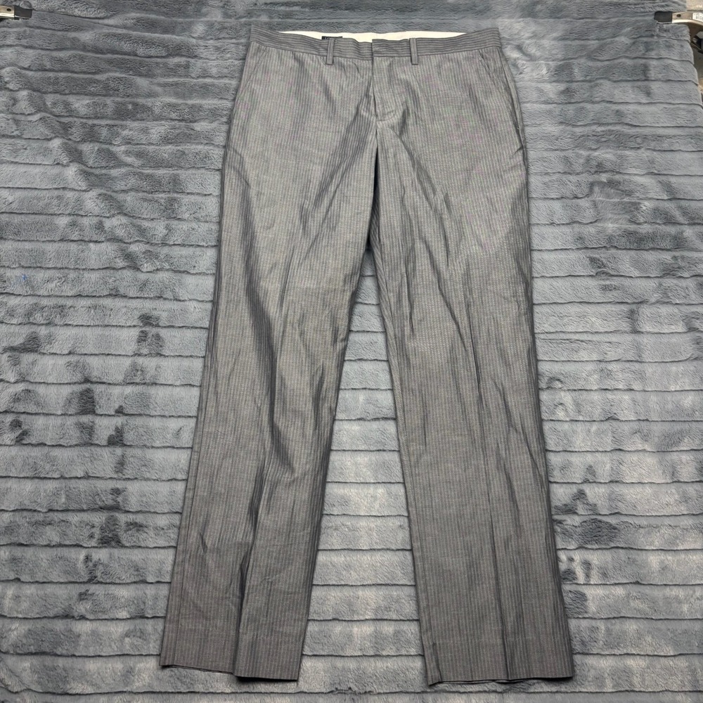 J.Crew Bedford Mens Grey Herringbone Cotton Dress Pants 32x32 Straight Leg